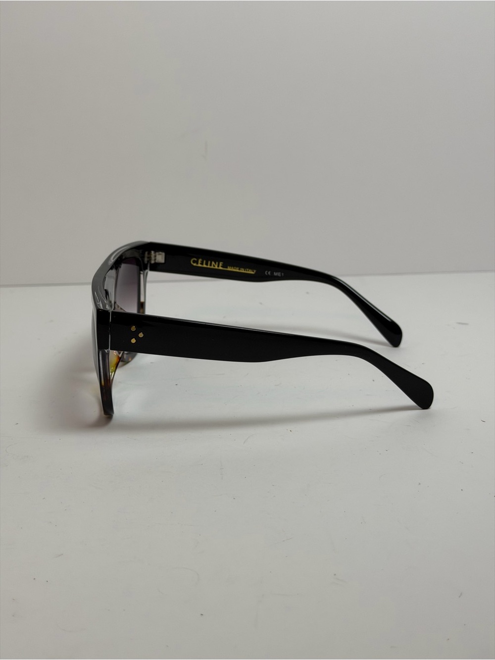 Celine Shadow CL41026/S Sunglasses Black Flat Top Frame/Tortoise Shell Bottom - Picture 7 of 11